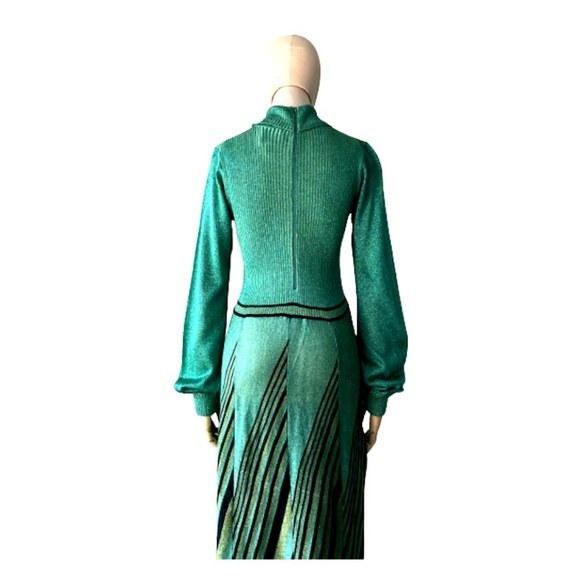 COPY - Vtg 70s Wenjilli Metallic Knit Maxi Dress Small - Picture 6 of 7